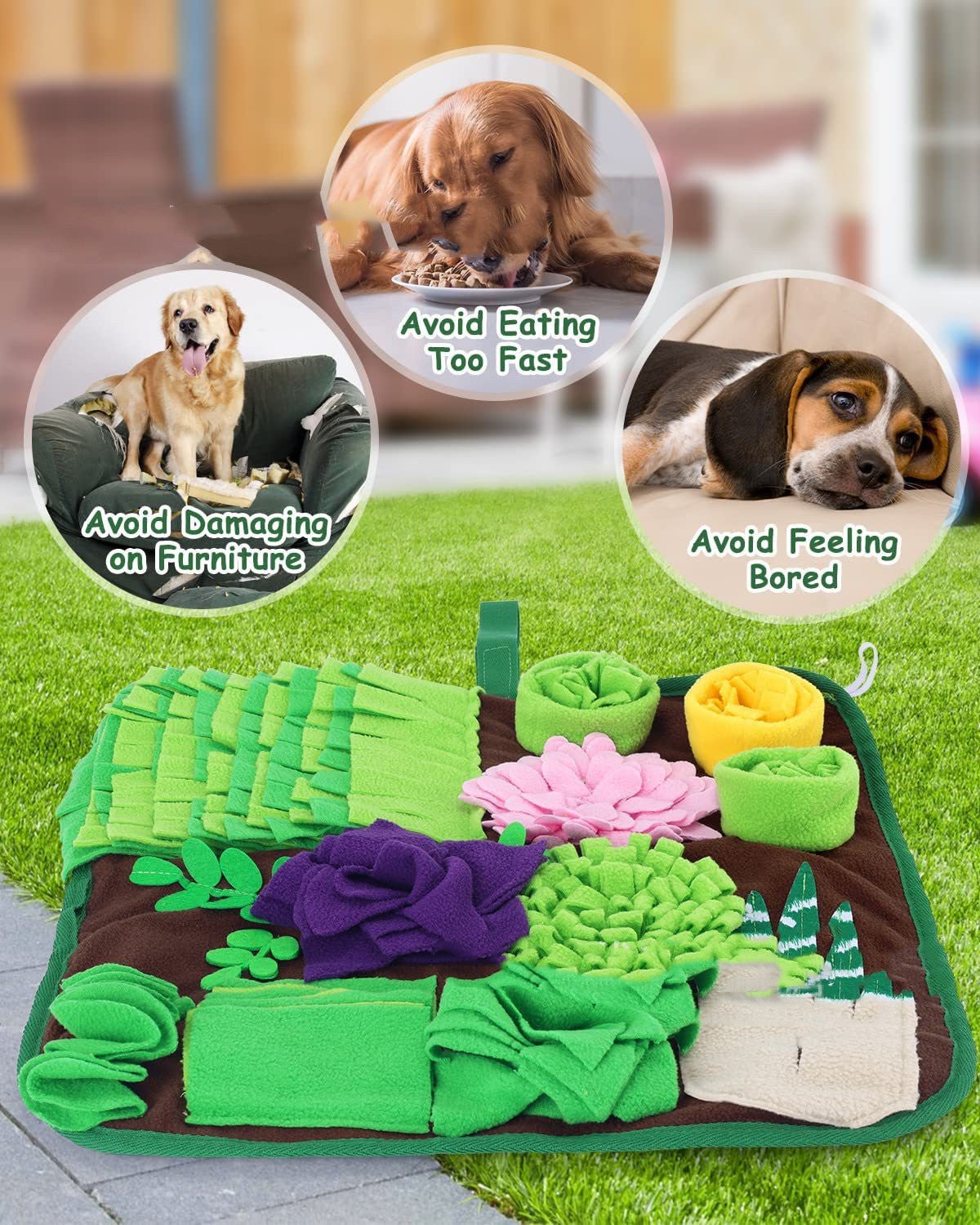 Bunte Zidora Schnüffelmatte für Hunde und Katzen zur spielerischen Futtersuche und Vermeidung von Schlingen