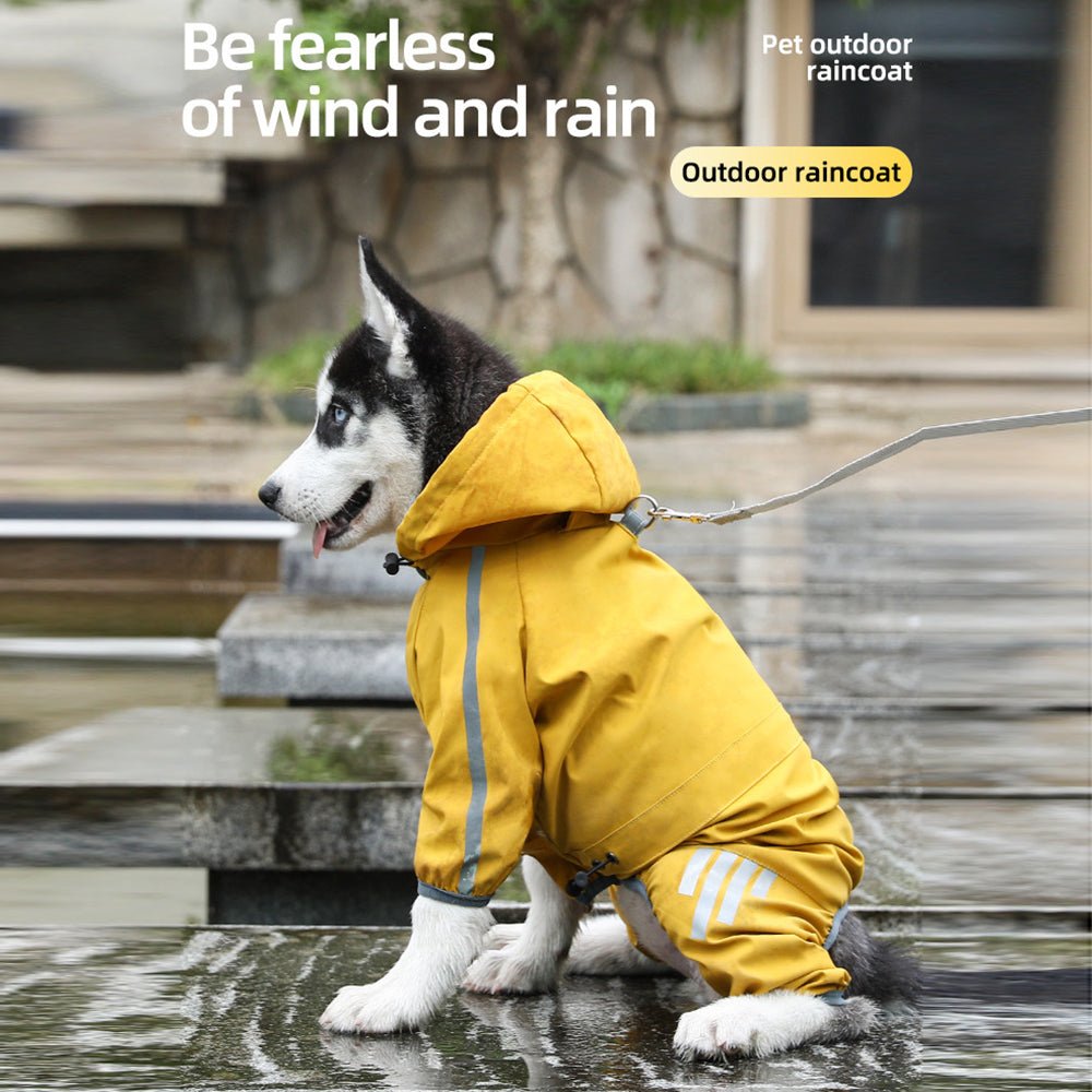 Zidora Regenjacke für Hunde: Extra breite Reflektorstreifen für Sicherheit bei Dunkelheit & Regen. Mit praktischer Kapuze.