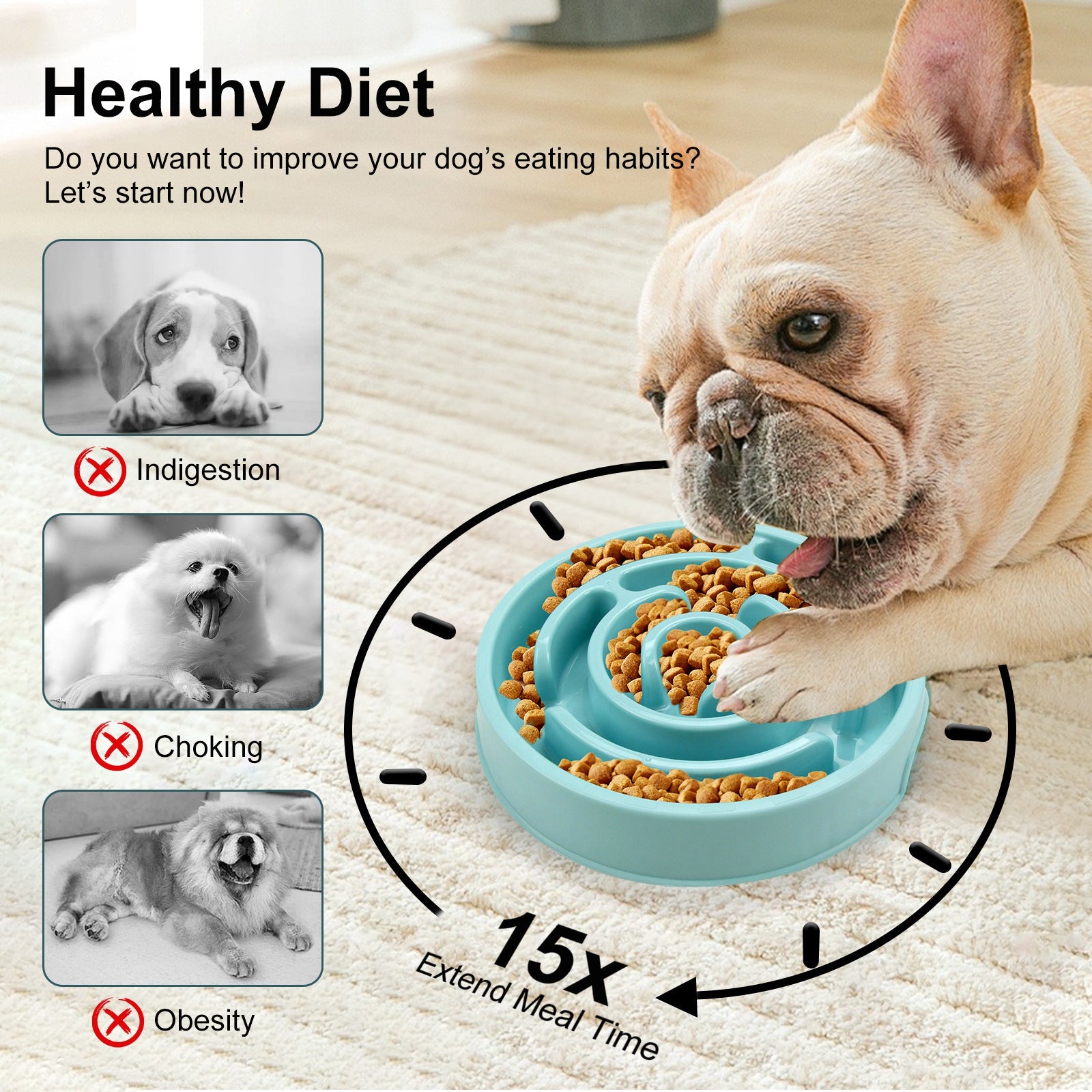 Slow Feeder Dog Bowls Silicone Dog Puzzle Feeder Bowl For Healthy Eating Puppy Slow Feeder Bowl Anti-Choking Dog Slow Feeder Bowls Zidora